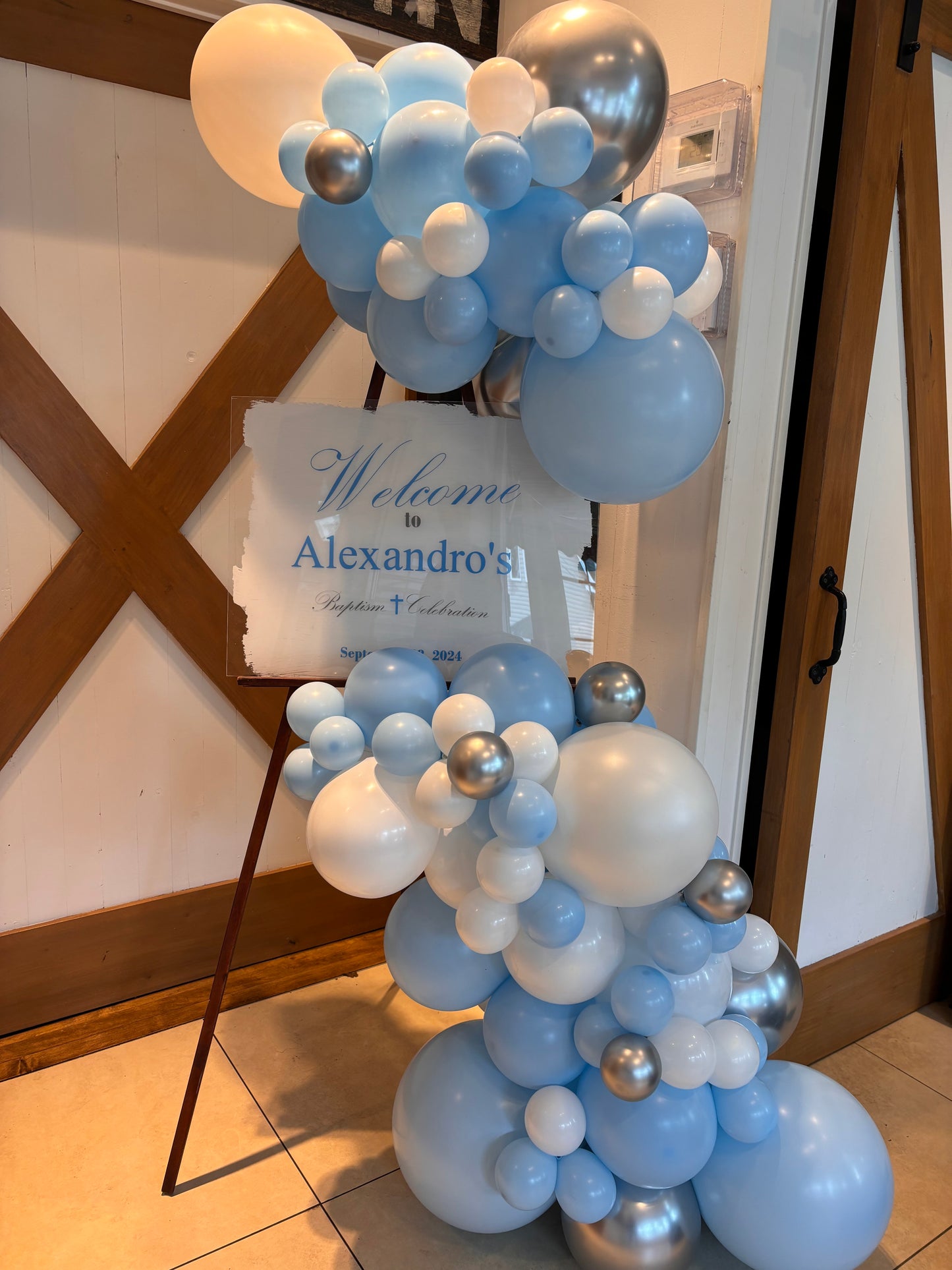Easel and Balloon Garland Rental
