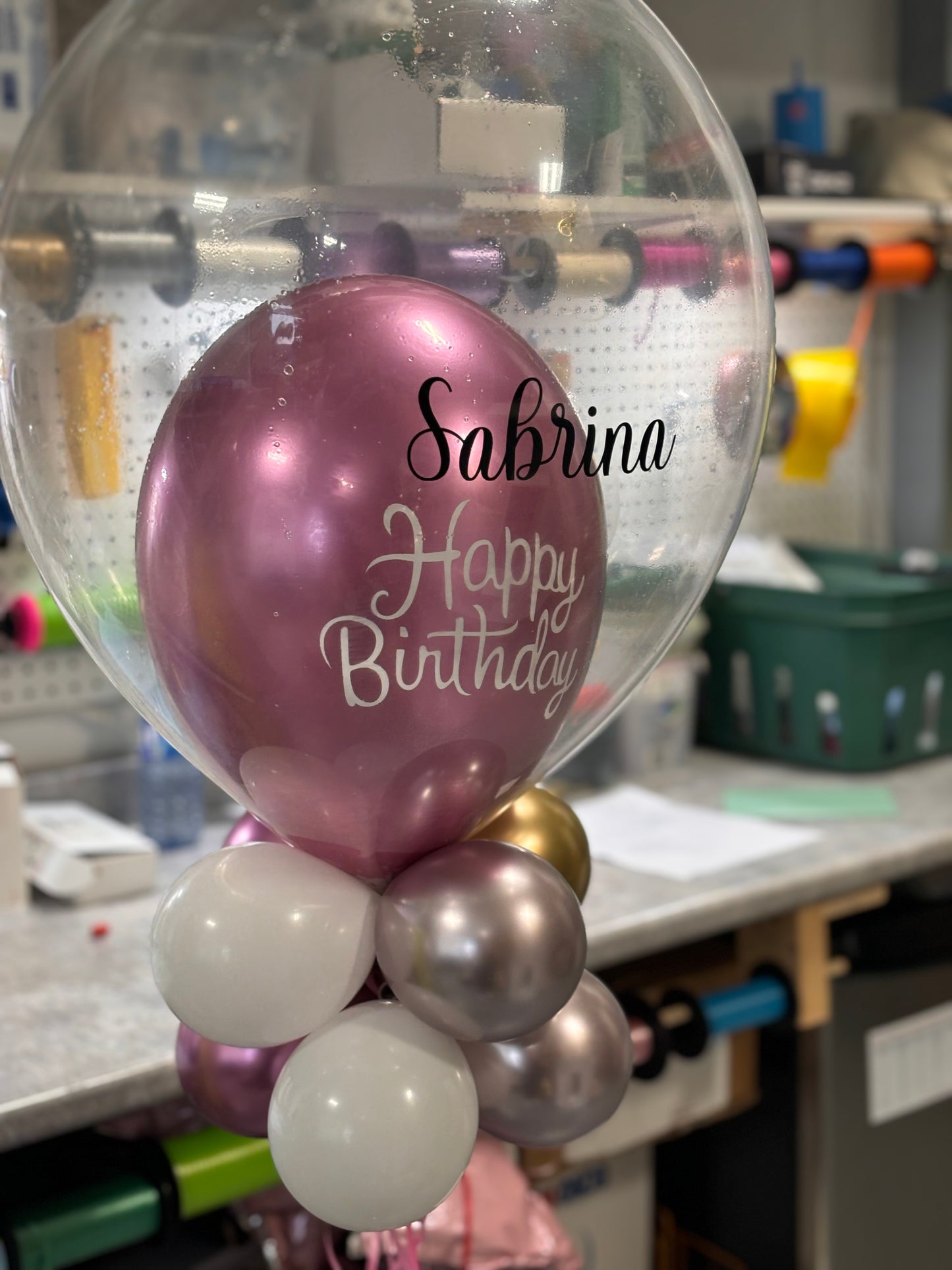 Présentoir de table à ballons transparents