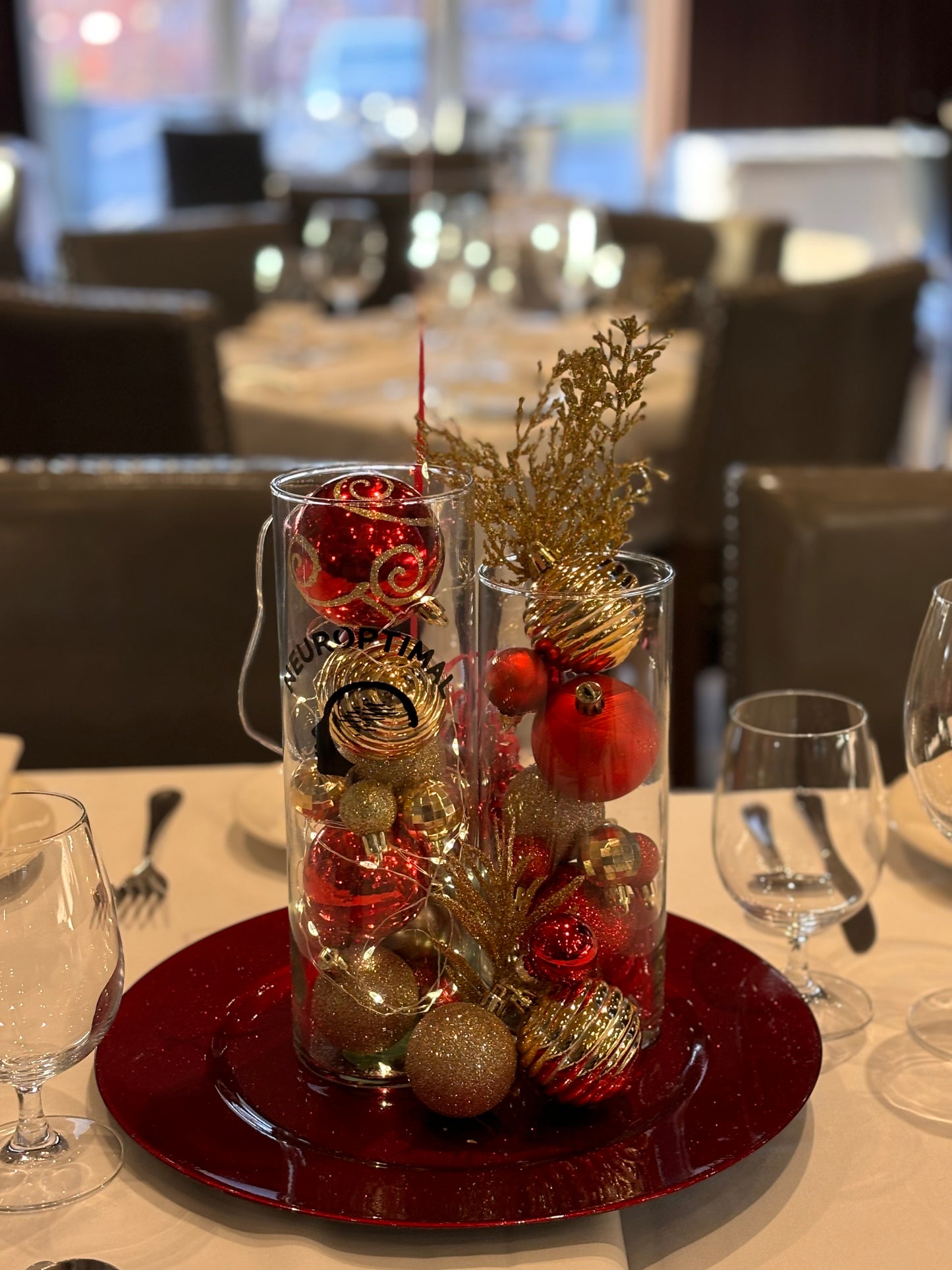 Holiday  glass centerpiece Rental