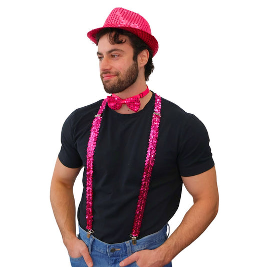 Black bow tie and suspenders