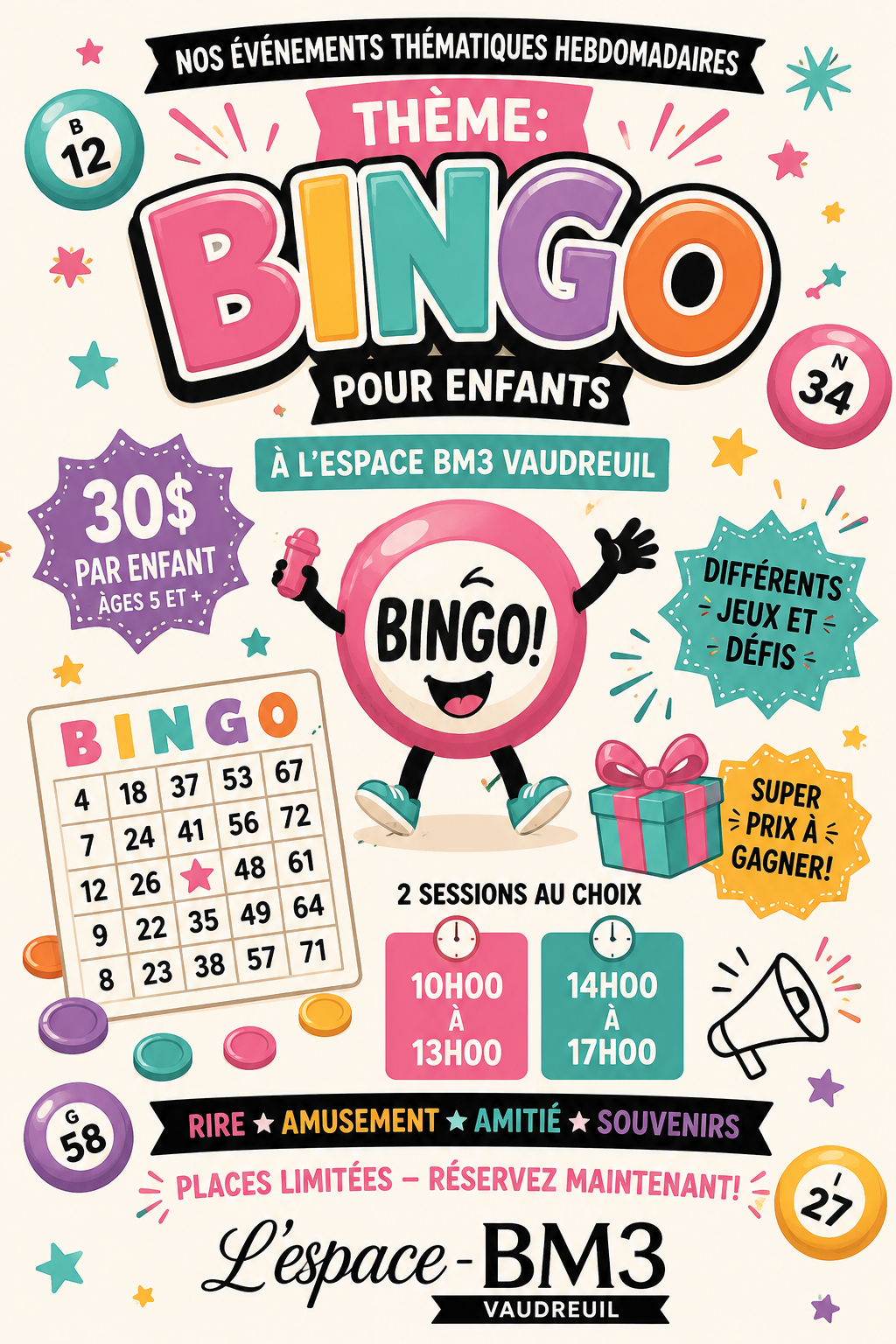 Le Club du dimanche de L’espace BM3 – Session 3: Bingo pour enfants! L'espace BM3's Sunday Club Session 3: Bingo For Kids