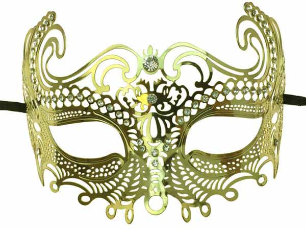METAL MASK W/DIAMOND GOLD LASER CUT