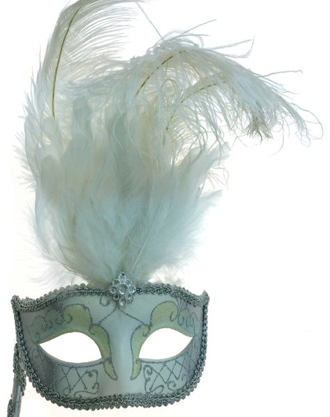 Venetian Mask with Feather and Stick