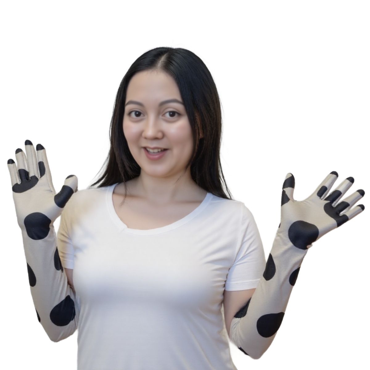 Gants longs à pois