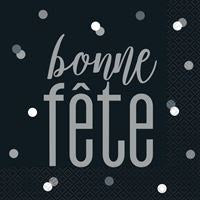 Black & Silver "Bonne Fête" Napkins