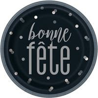 Black & Silver "Bonne Fête" Plates