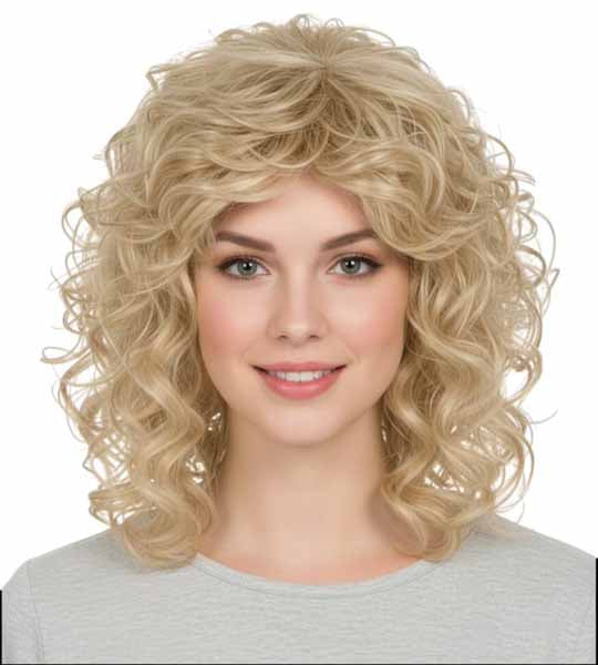 WIG WITH BLONDE WAVES