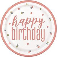 Rose Gold Happy Birthday Plates