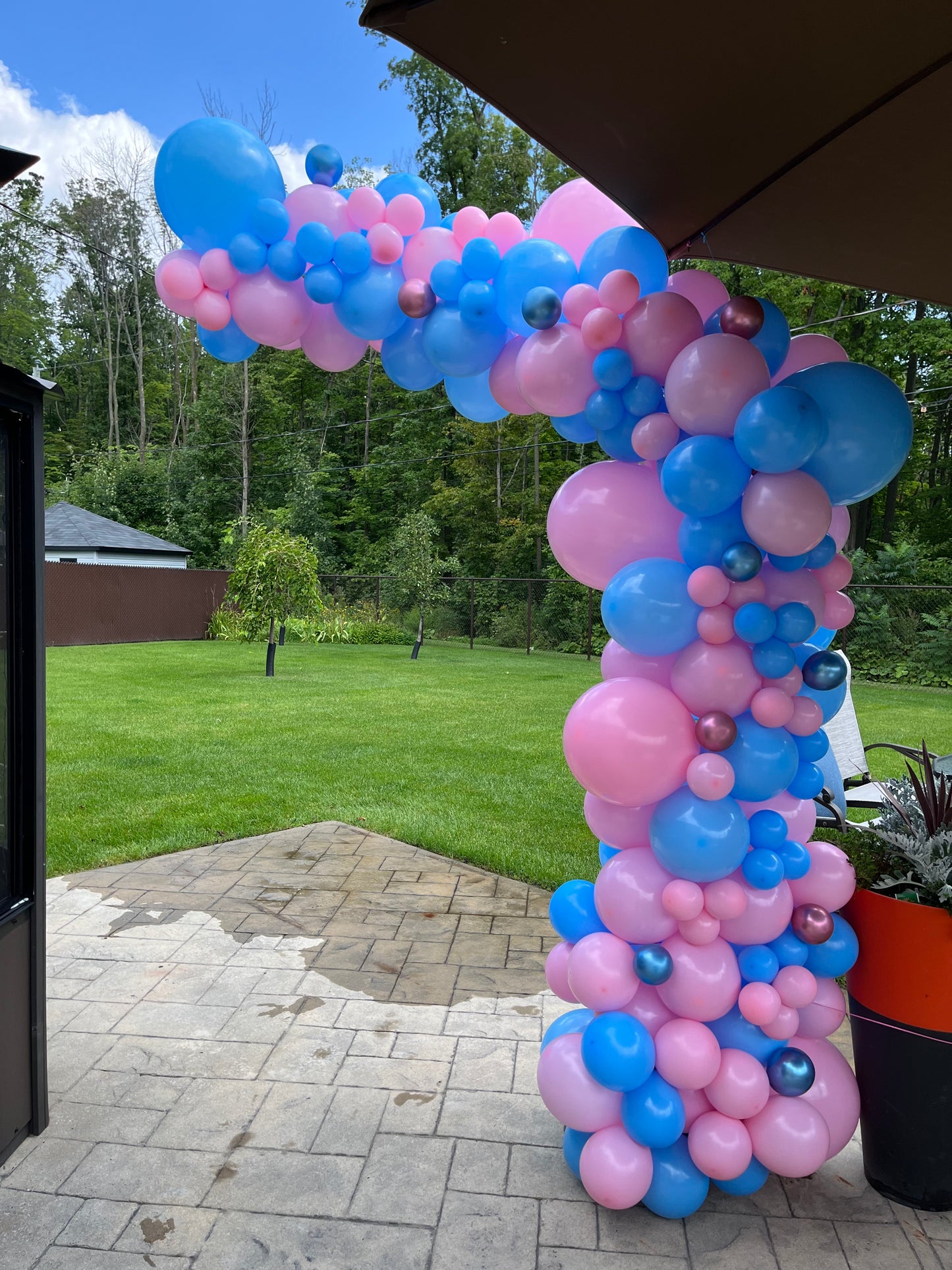 Pink and blue organic demi-arch