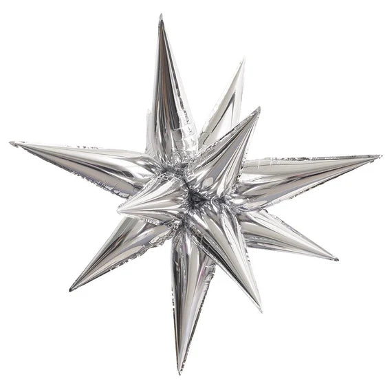 26" Air fill Starburst Silver Foil Balloon