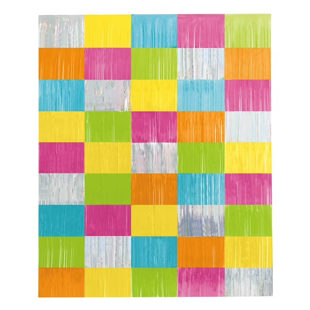 Multicolor and Iridescent Foil Fringe Banner Backdrop Kit
