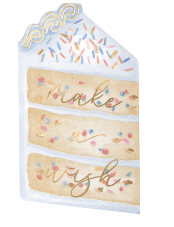 "Make a wish" Cake Shaped Napkins