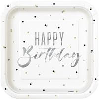 Silver Happy Birthday Plates