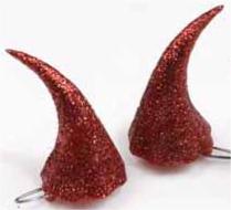 Clip-On Devil Horns – Glitter Red