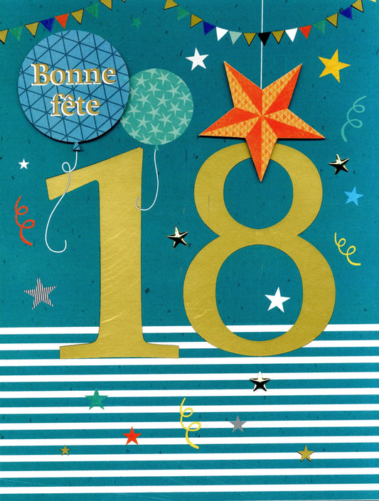 "Bonne fête 18" Jumbo Card