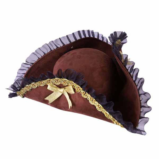 Pirate Gold Trim Tricorn Hat