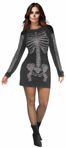 Rhinestone Skele Gal Adult Costume