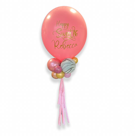 24 inch pink latex helium balloon with tassels