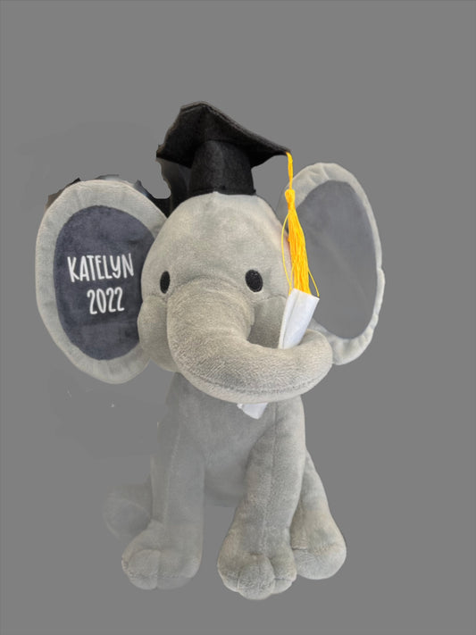 Éléphant en peluche diplômé